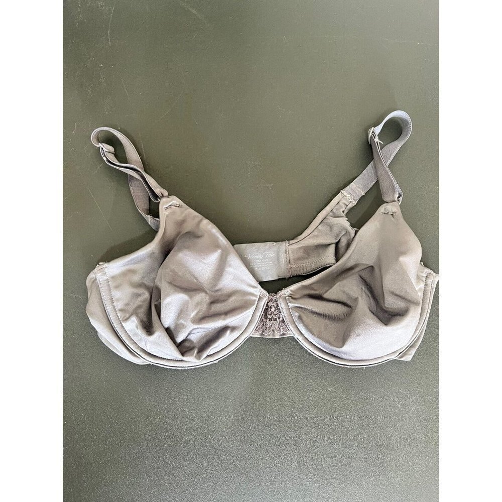 Vtg Vanity Fair Bra 34D Grey Satin Style - Picture 1 of 6